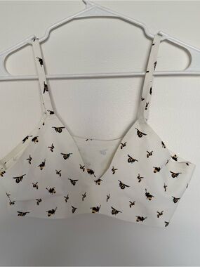 Parade White Bee Print V-Neck Bra